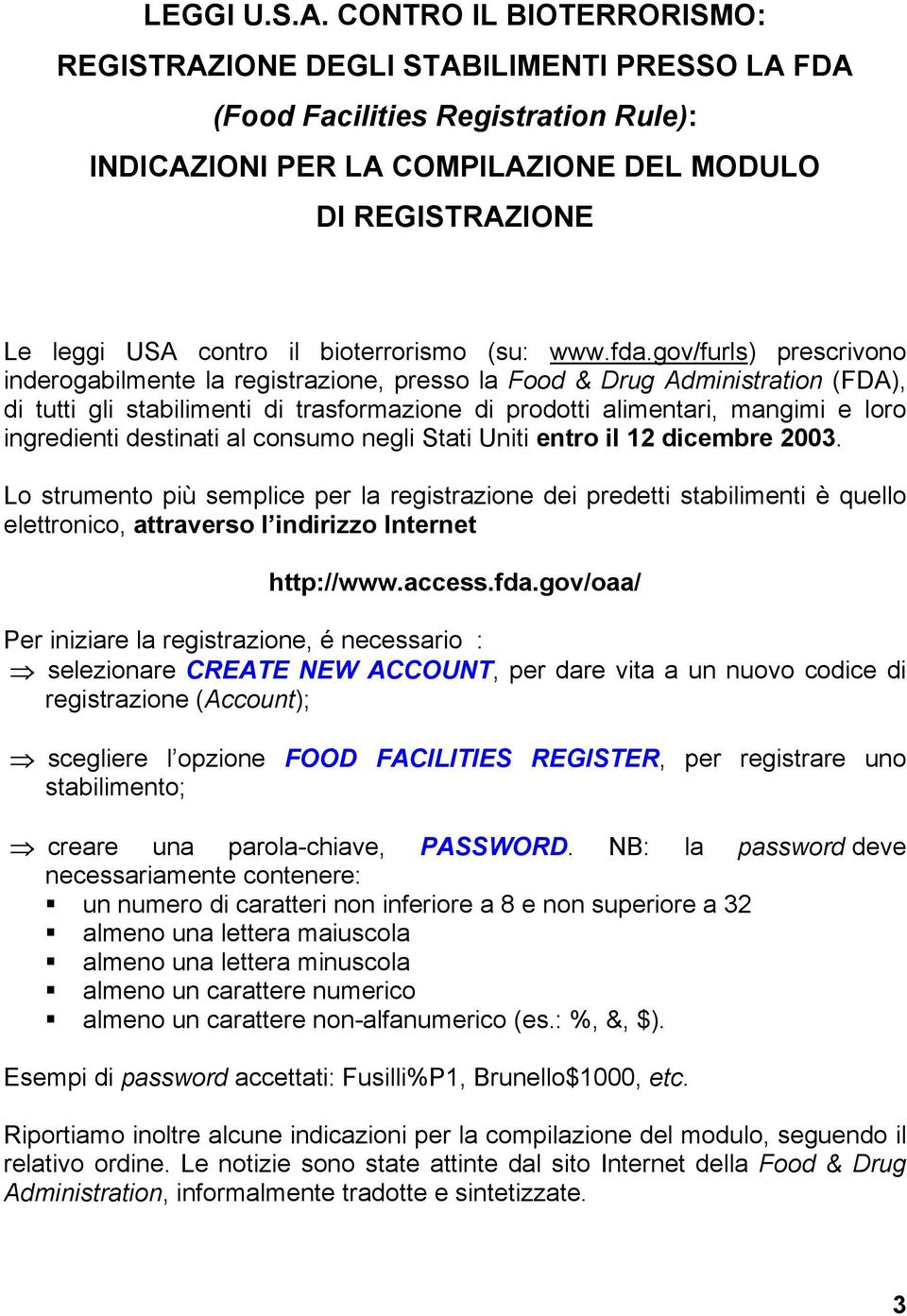 bioterrorismo (su: www.fda.