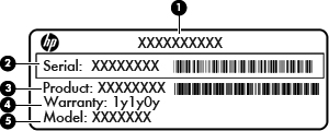 Etichette Le etichette apposte sul computer forniscono le informazioni necessarie per la risoluzione dei problemi relativi al sistema o per l'uso del computer all'estero: Etichetta di