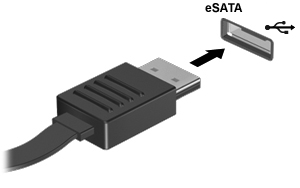 Collegamento di un dispositivo esata ATTENZIONE: Per ridurre il rischio di danneggiare un connettore della porta esata, non forzare il dispositivo durante il suo collegamento.