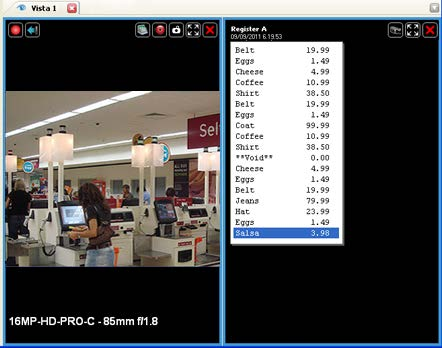Video Figura A. Le transazioni POS in diretta vengono visualizzate nel pannello immagini. Ogni transazione è separata dalla data e dall'ora, e la transazione più recente è evidenziata in blu. 3.