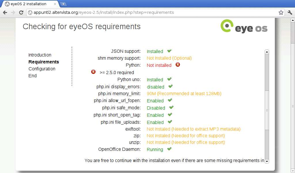 2044 volume I Sistemi GNU/Linux Figura 45.26. Avvio di eyeos e identificazione dell utente root di eyeos stesso. Figura 45.27. eyeos avviato. 45.5.1 Osservazioni su eyeos 2.5 Il pacchetto di eyeos 2.