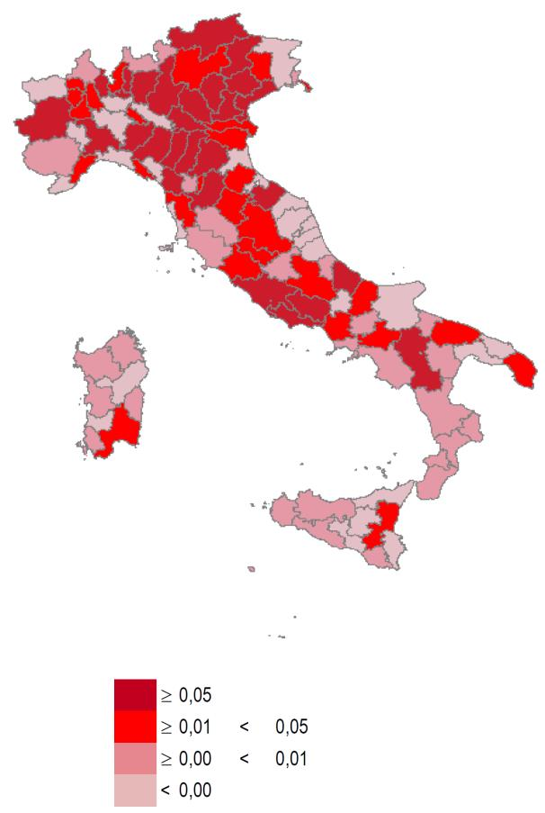 1.4 La dinamica dell export nelle province emiliano-romagnole All interno della regione, le province che crescono di più in termini percentuali sono quelle di Parma (+9,6% rispetto al 2014), di