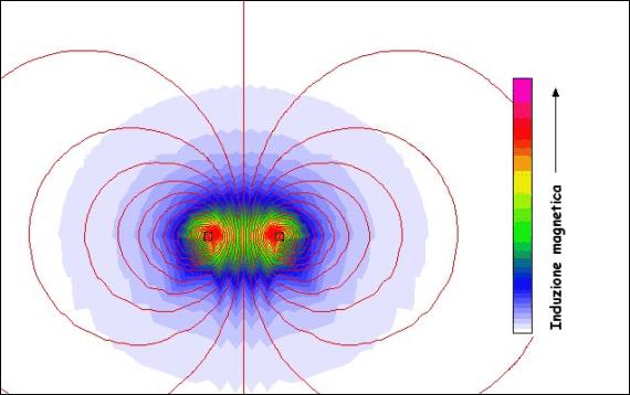 Simulazione di un campo magnetico di una spira percorsa
