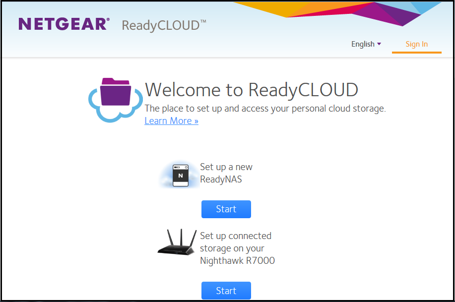 8. Visitare il sito Web readycloud.netgear.com con un computer connesso alla stessa rete LAN (Local Area Network) e tramite la stessa connessione a Internet del sistema ReadyNAS.