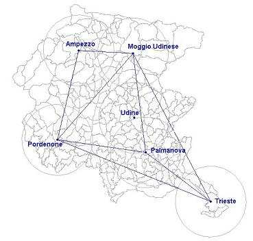 2.2.2.3 Rete GPS Friuli Venezia Giulia La rete Friuli Venezia Giulia (FGV) istituita nel 1999 per soddisfare le esigenze di tecnici regionali che per competenza istituzionale devono effettuare
