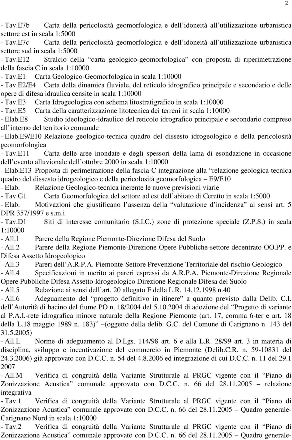 E12 Stralcio della carta geologico-geomorfologica con proposta di riperimetrazione della fascia C in scala 1:10000 - Tav.E1 Carta Geologico-Geomorfologica in scala 1:10000 - Tav.