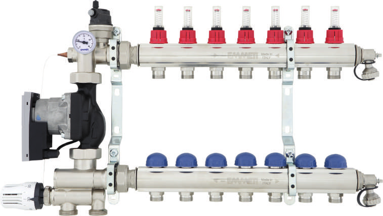 TM3 Mixing Unit Gruppo preassemblato di regolazione (a punto fisso) per impianti di riscaldamento a bassa temperatura, completo di staffe per fissaggio a muro o in cassetta Metalbox (per tramezzo da