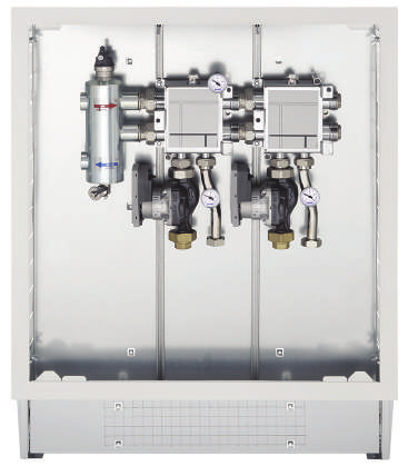 Modular Firstbox - Kit sottocaldaia Schema idraulico - Moduli con collettore aperto - Regolazione climatica M A sonda esterna B telecomando sonda ambiente C regolatore climatico D sonda di mandata