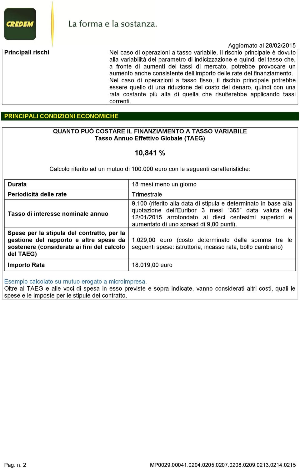 Nel caso di operazioni a tasso fisso, il rischio principale potrebbe essere quello di una riduzione del costo del denaro, quindi con una rata costante più alta di quella che risulterebbe applicando