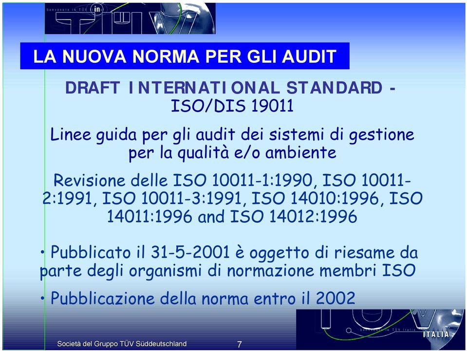 10011-2:1991, ISO 10011-3:1991, ISO 14010:1996, ISO 14011:1996 and ISO 14012:1996 Pubblicato il