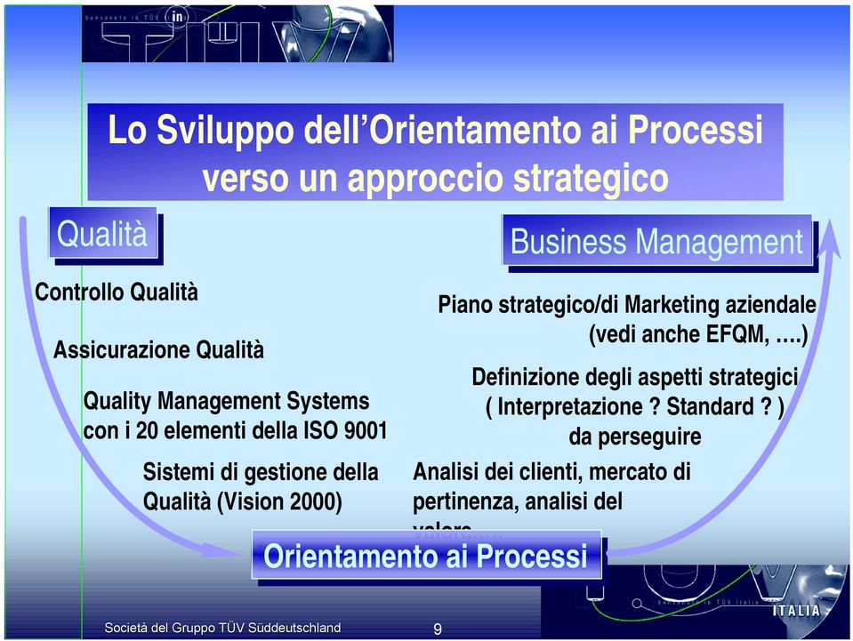 strategico/di Marketing aziendale (vedi anche EFQM,.) Definizione degli aspetti strategici ( Interpretazione? Standard?