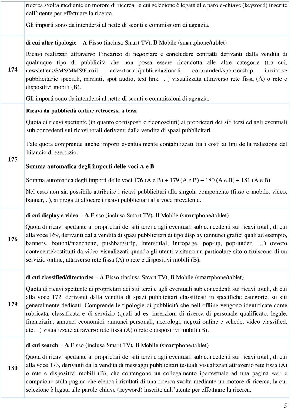 tipo di pubblicità che non possa essere ricondotta alle altre categorie (tra cui, newsletters/sms/mms/email, advertorial/publiredazionali, co-branded/sponsorship, iniziative pubblicitarie speciali,