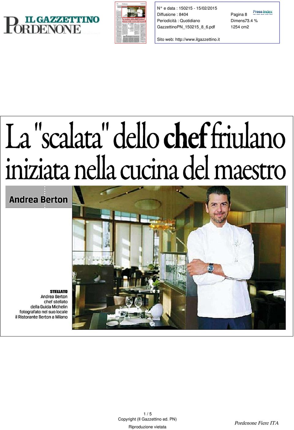 Berton chef stellato della Guida Michelin