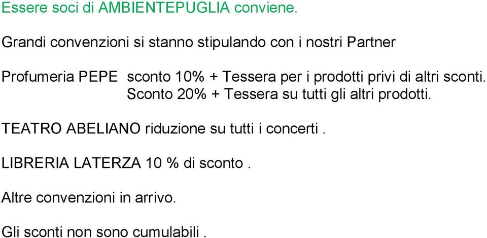 Tessera per i prodotti privi di altri sconti.