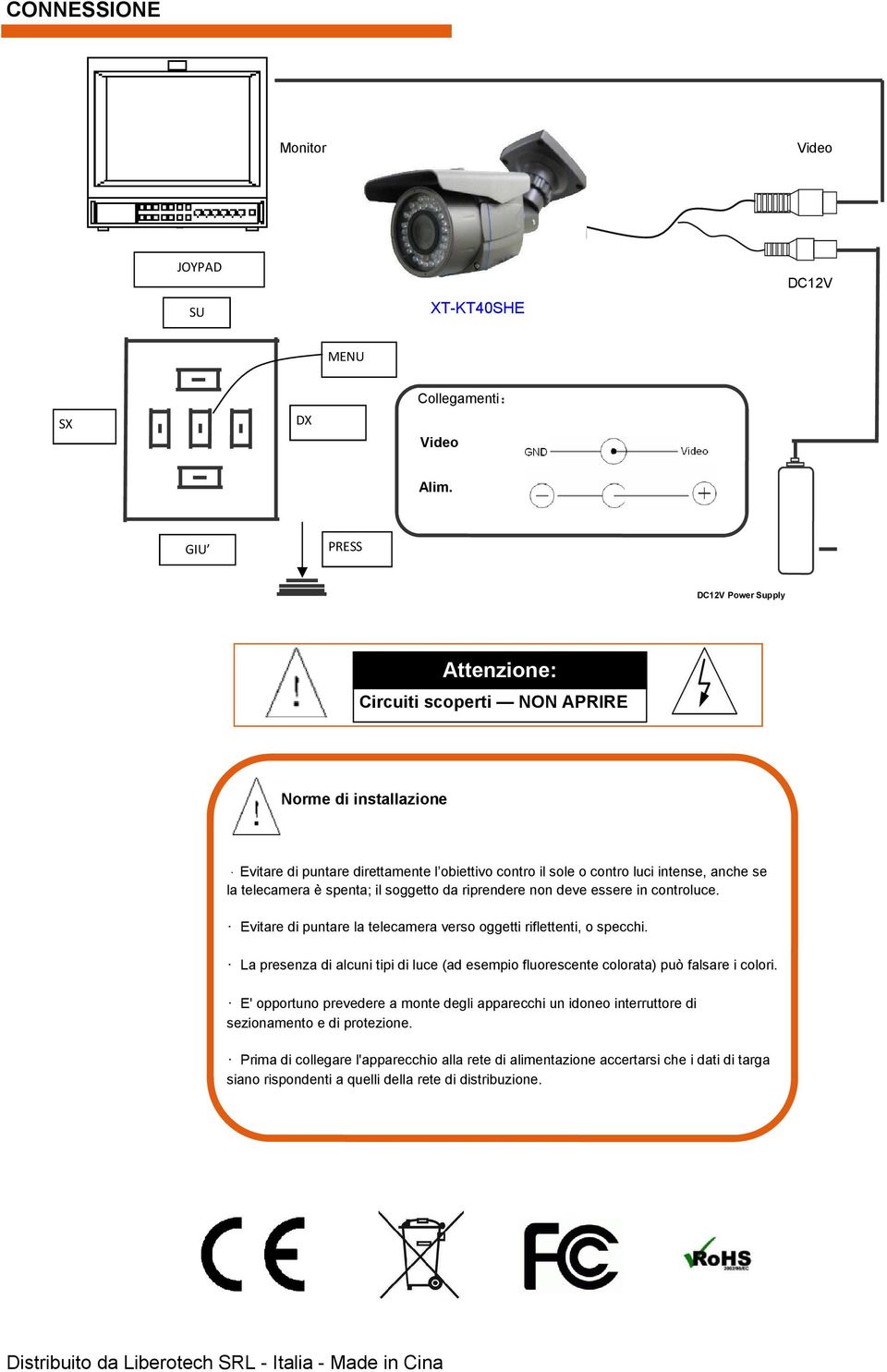 spenta; il soggetto da riprendere non deve essere in controluce. Evitare di puntare la telecamera verso oggetti riflettenti, o specchi.