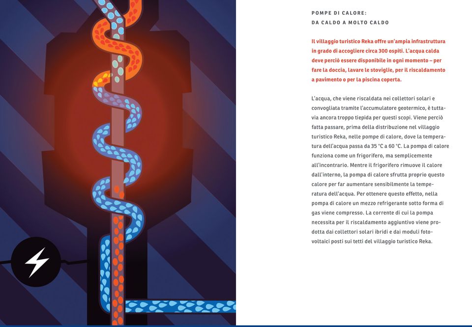 L acqua, che viene riscaldata nei collettori solari e convogliata tramite l accumulatore geotermico, è tuttavia ancora troppo tiepida per questi scopi.