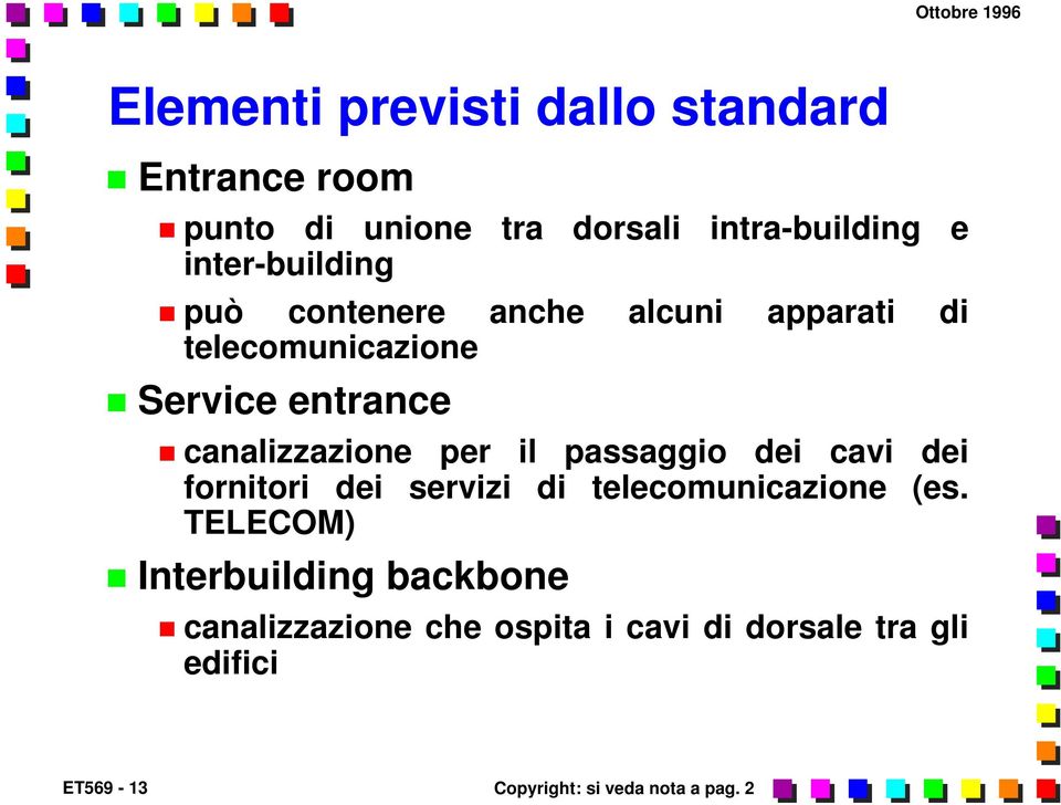 canalizzazione per il passaggio dei cavi dei fornitori dei servizi di telecomunicazione (es.