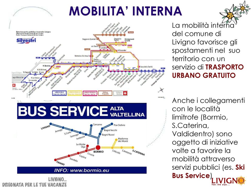 collegamenti con le località limitrofe (Bormio, S.