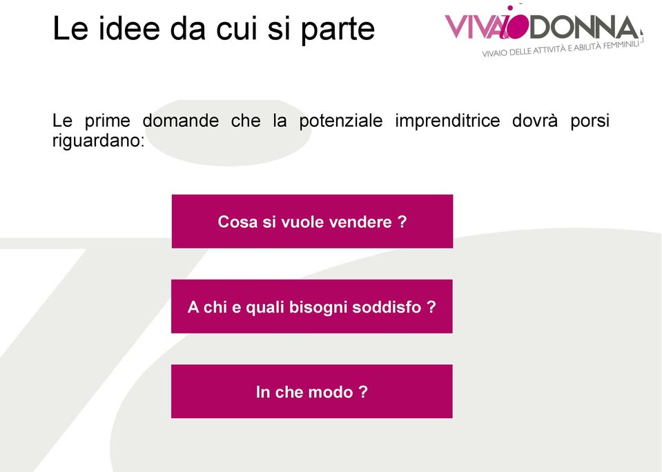 porsi riguardano: Cosa si vuole vendere?