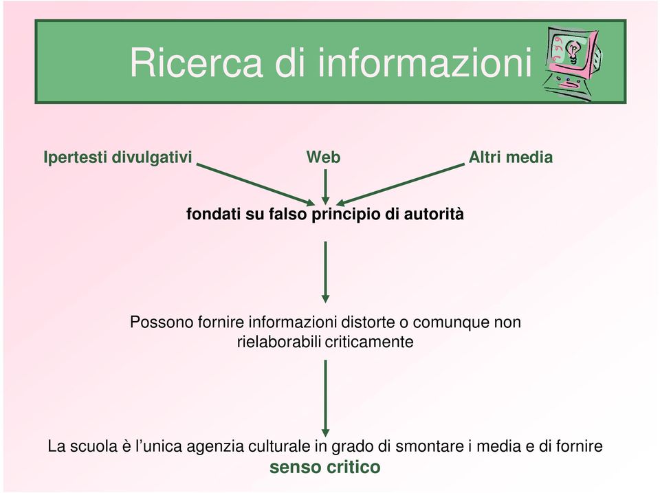 distorte o comunque non rielaborabili criticamente La scuola è l