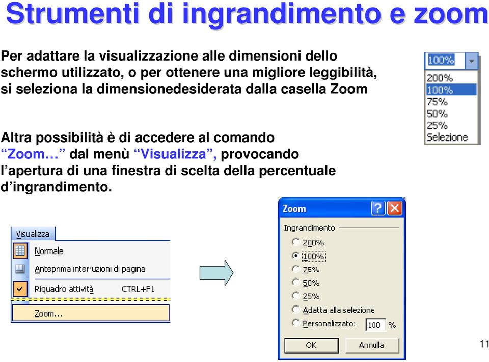 dimensionedesiderata dalla casella Zoom Altra possibilità è di accedere al comando Zoom