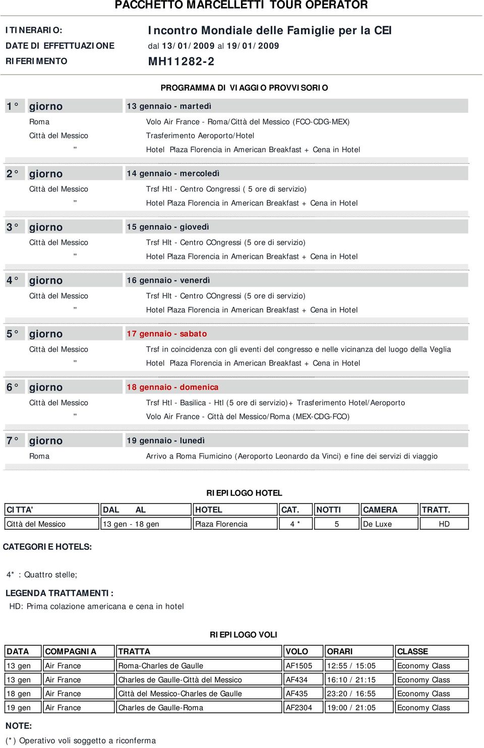 gennaio - giovedì Trsf Hlt - Centro COngressi (5 ore di servizio) 4 giorno 16 gennaio - venerdì Trsf Hlt - Centro COngressi (5 ore di servizio) 5 giorno 17 gennaio - sabato Trsf in coincidenza con