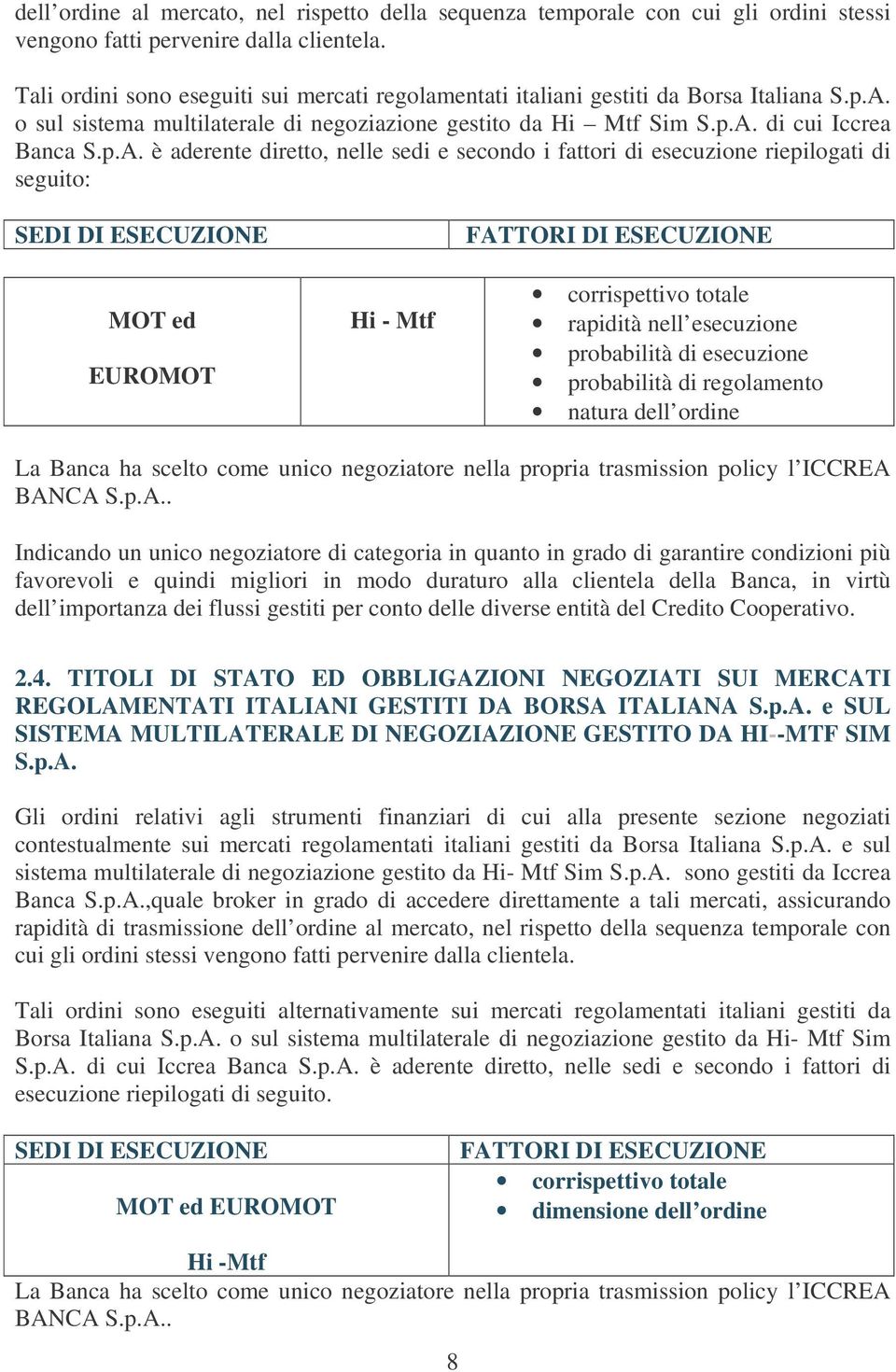 o sul sistema multilaterale di negoziazione gestito da Hi Mtf Sim S.p.A.