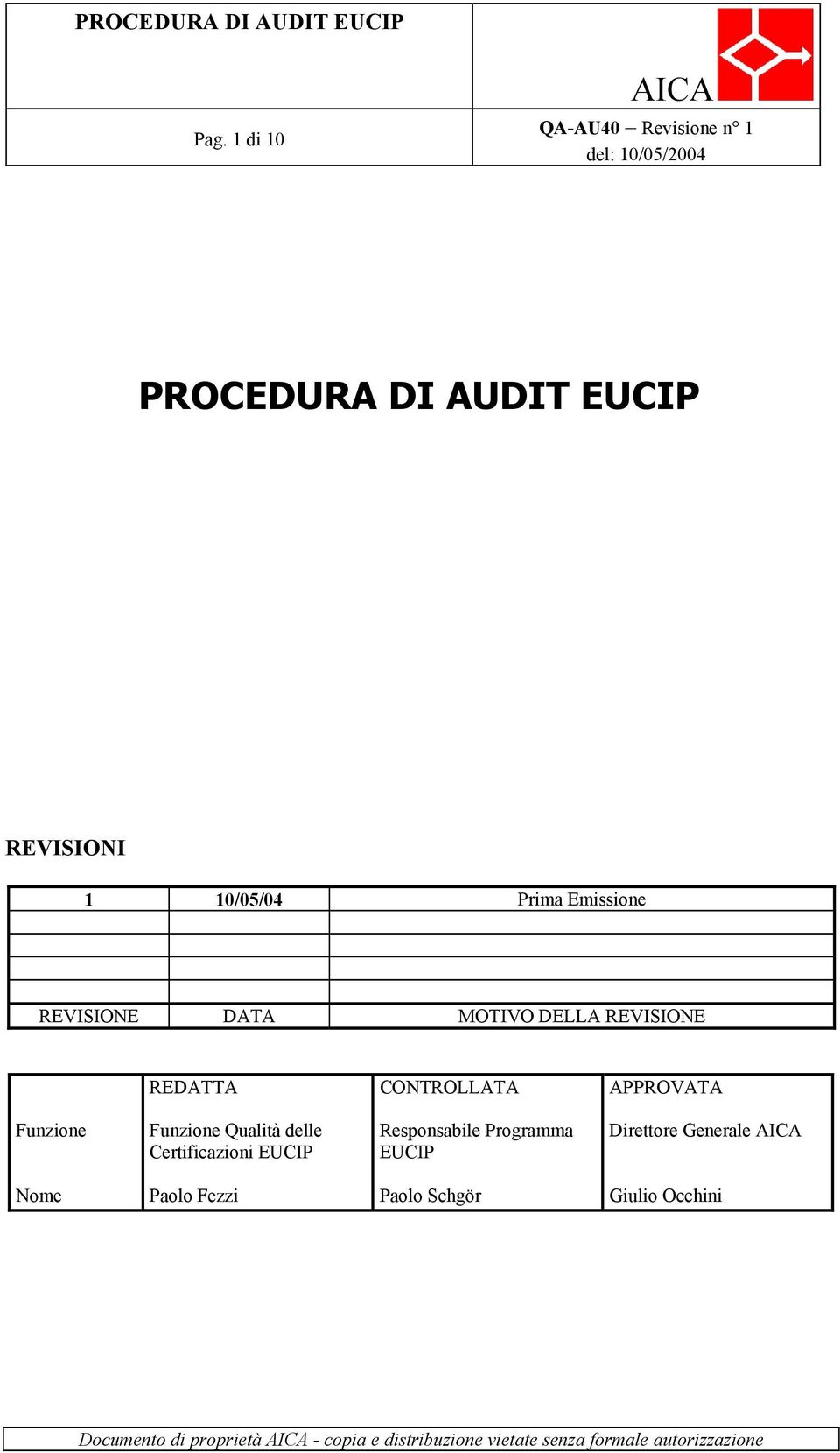 APPROVATA Funzione Funzione Qualità delle Certificazioni EUCIP