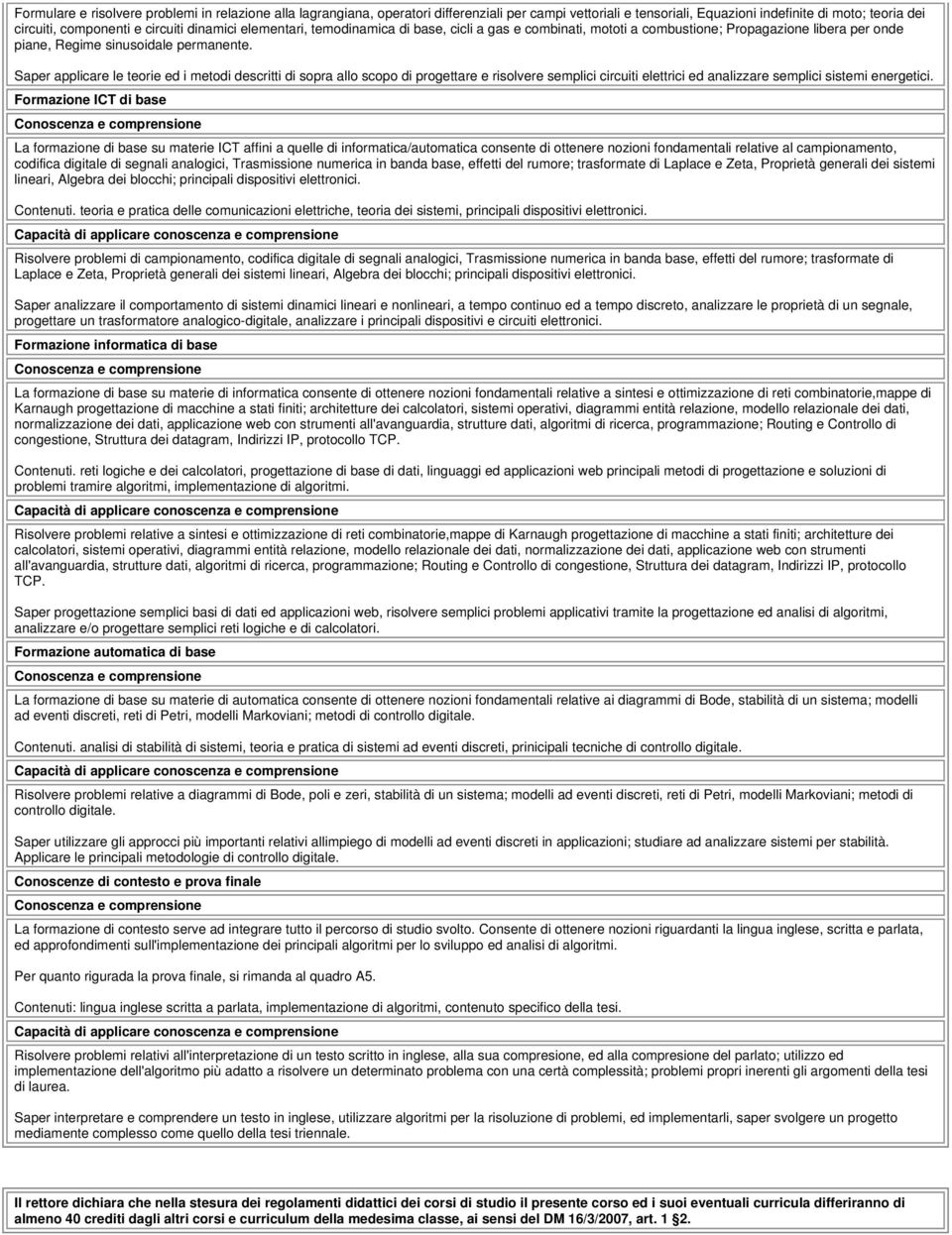 Saper applicare le teorie ed i metodi descritti di sopra allo scopo di progettare e risolvere semplici circuiti elettrici ed analizzare semplici sistemi energetici.