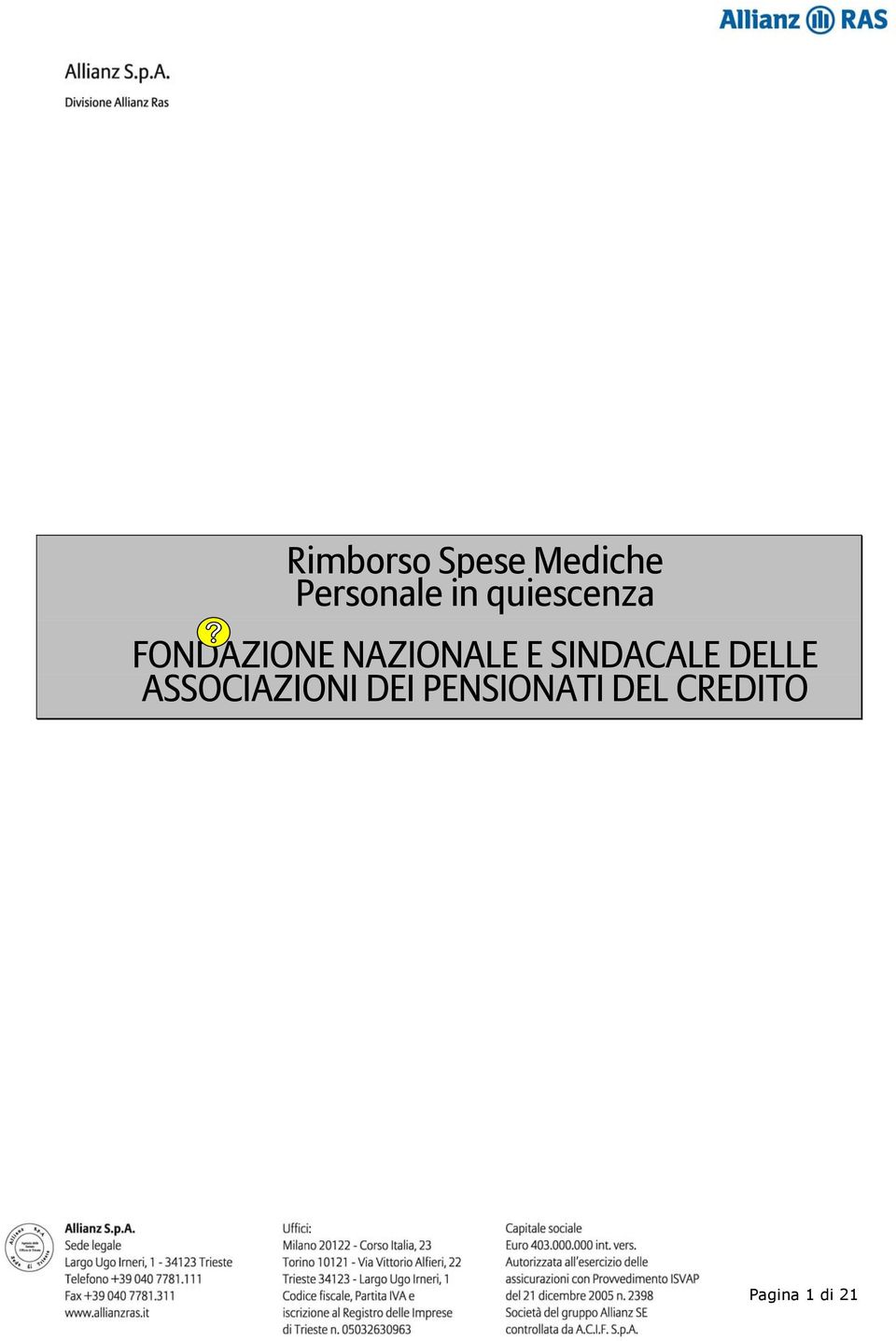 E SINDACALE DELLE ASSOCIAZIONI DEI