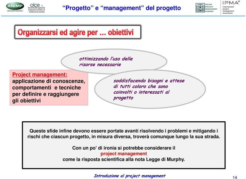 infine devono essere portate avanti risolvendo i problemi e mitigando i rischi che ciascun progetto, in misura diversa, troverà comunque lungo la sua strada.