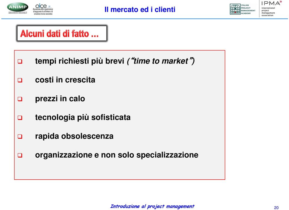 più sofisticata rapida obsolescenza organizzazione e non