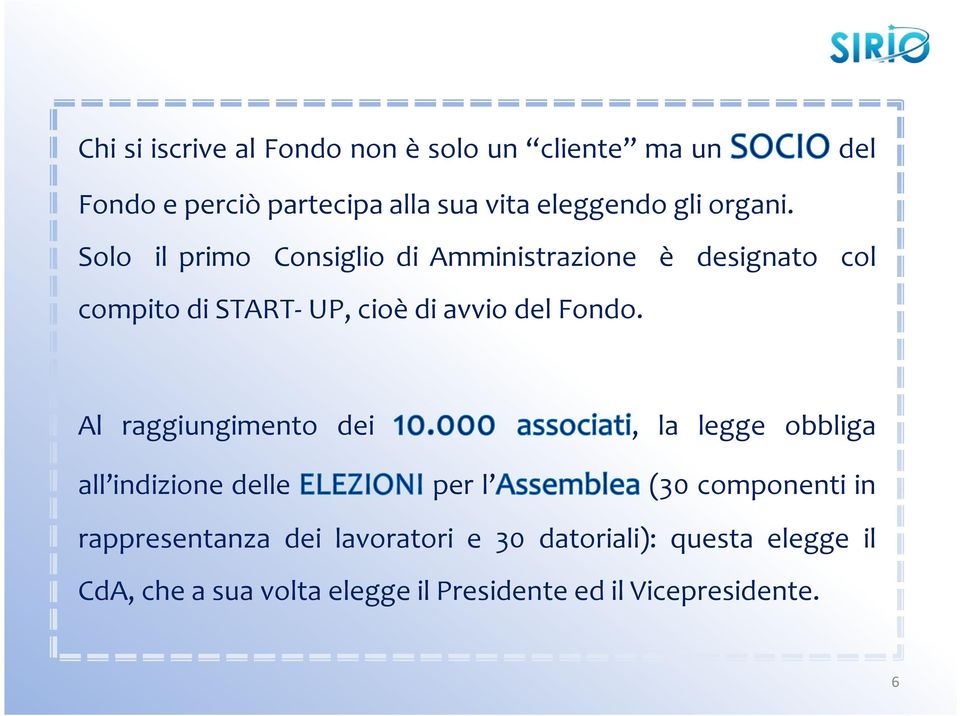 Solo il primo Consiglio di Amministrazione è designato col compitodistart-up,cioèdiavviodelfondo.