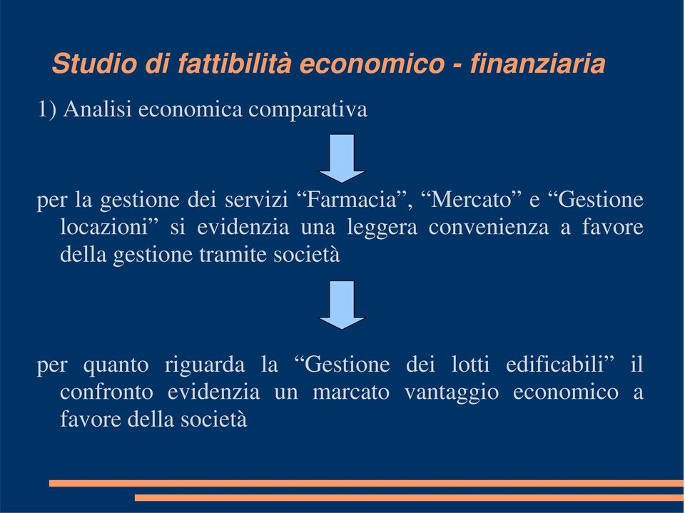 convenienza a favore della gestione tramite società per quanto riguarda la Gestione dei