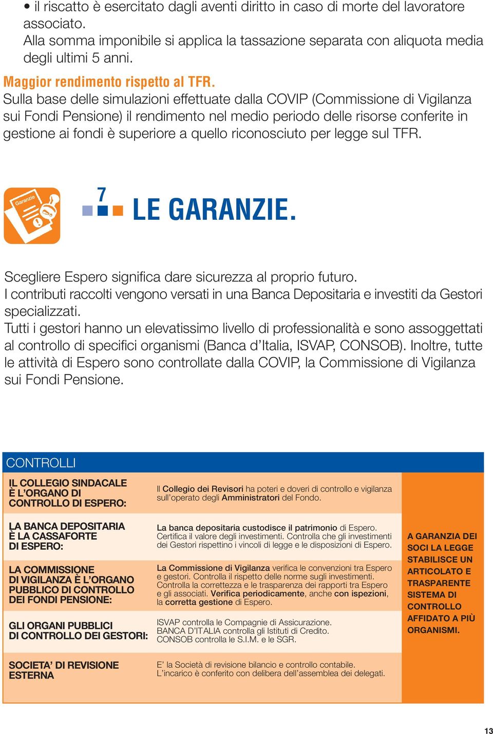 Sulla base delle simulazioni effettuate dalla COVIP (Commissione di Vigilanza sui Fondi Pensione) il rendimento nel medio periodo delle risorse conferite in gestione ai fondi è superiore a quello