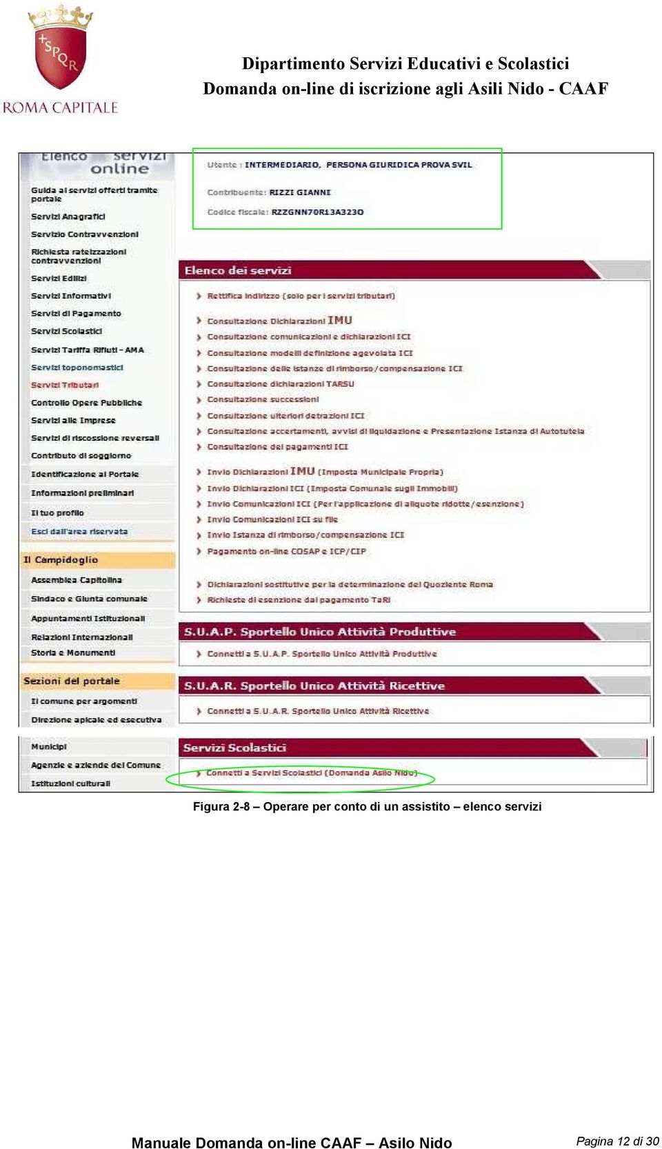 servizi Manuale Domanda