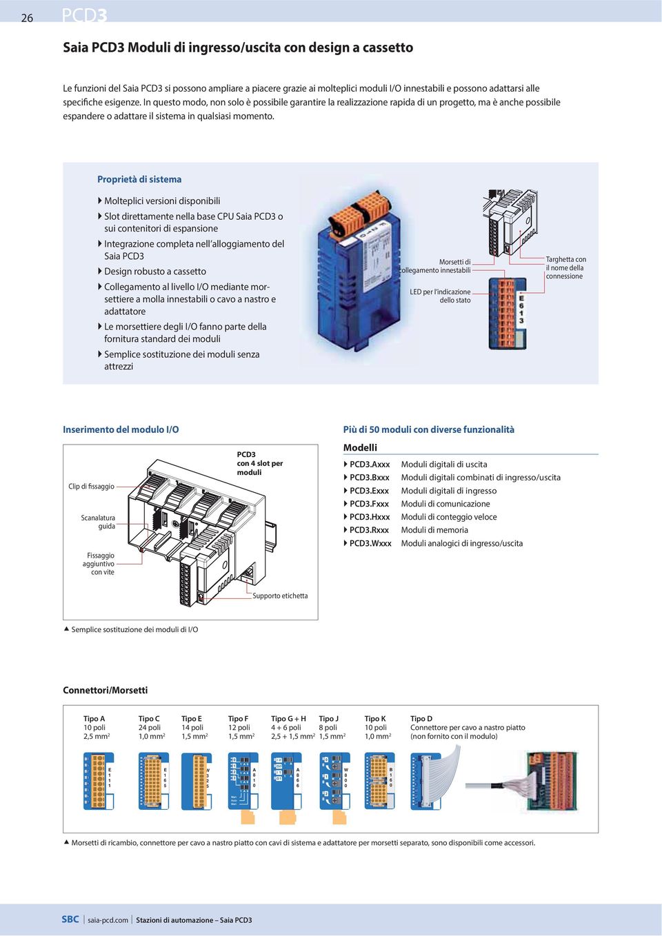 Proprietà di sistema Molteplici versioni disponibili Slot direttamente nella base CPU Saia PCD3 o sui contenitori di espansione Integrazione completa nell alloggiamento del Saia PCD3 Design robusto a