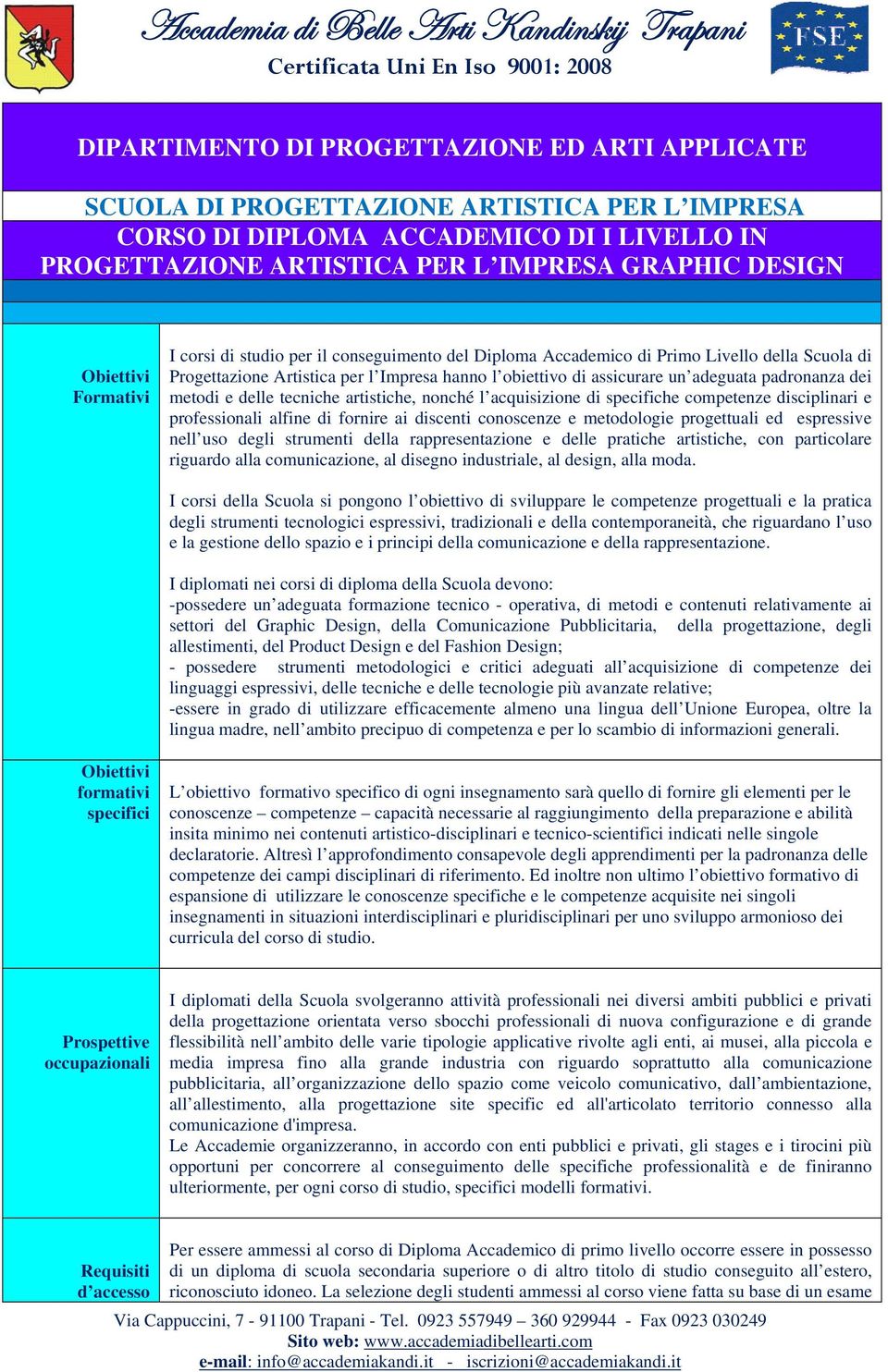 acquisizione di specifiche competenze disciplinari e professionali alfine di fornire ai discenti conoscenze e metodologie progettuali ed espressive nell uso degli strumenti della rappresentazione e