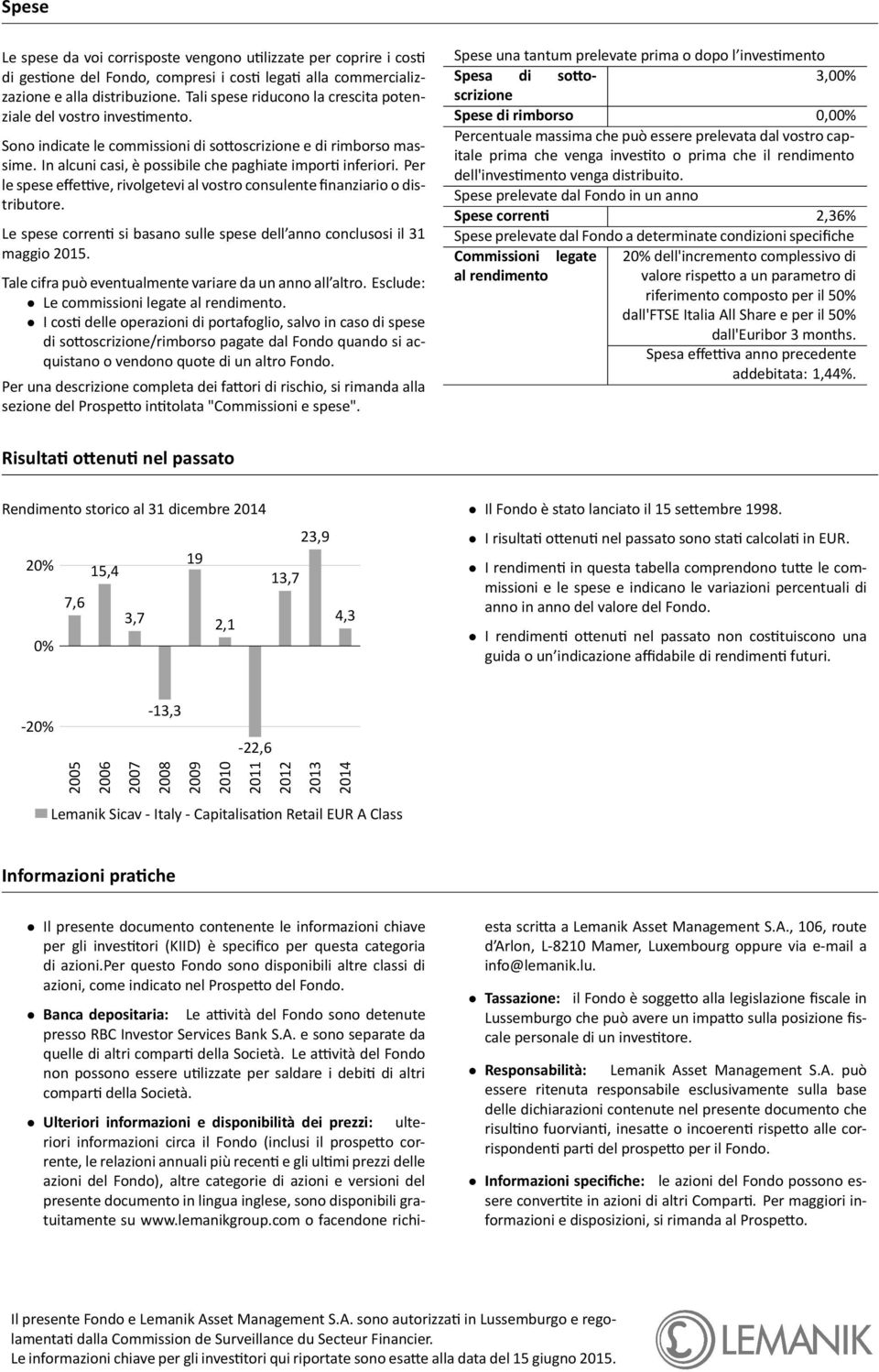 vostro consulente finanziario o distributore Le spese corren si basano sulle spese dell anno conclusosi il 31 maggio 2015 Tale cifra può eventualmente variare da un anno all altro Esclude: Le