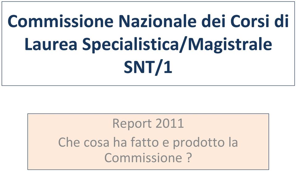 Specialistica/Magistrale SNT/1