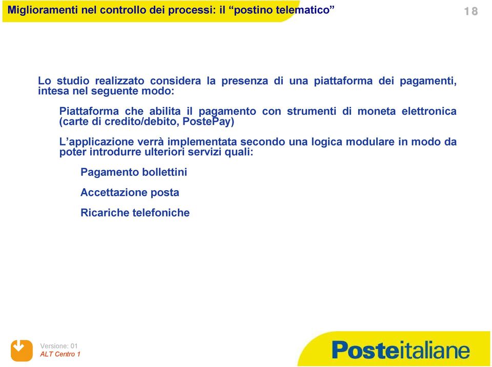 moneta elettronica (carte di credito/debito, PostePay) L applicazione verrà implementata secondo una logica