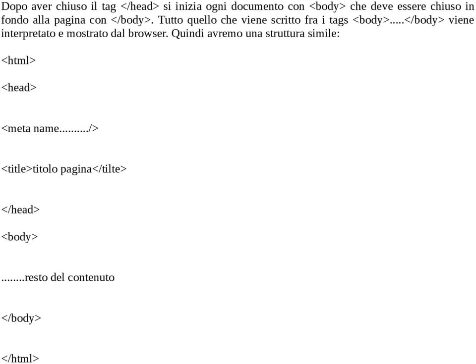 ..</body> viene interpretato e mostrato dal browser.