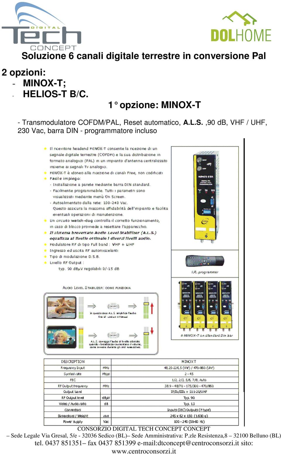 1 opzione: MINOX-T - Transmodulatore COFDM/PAL, Reset
