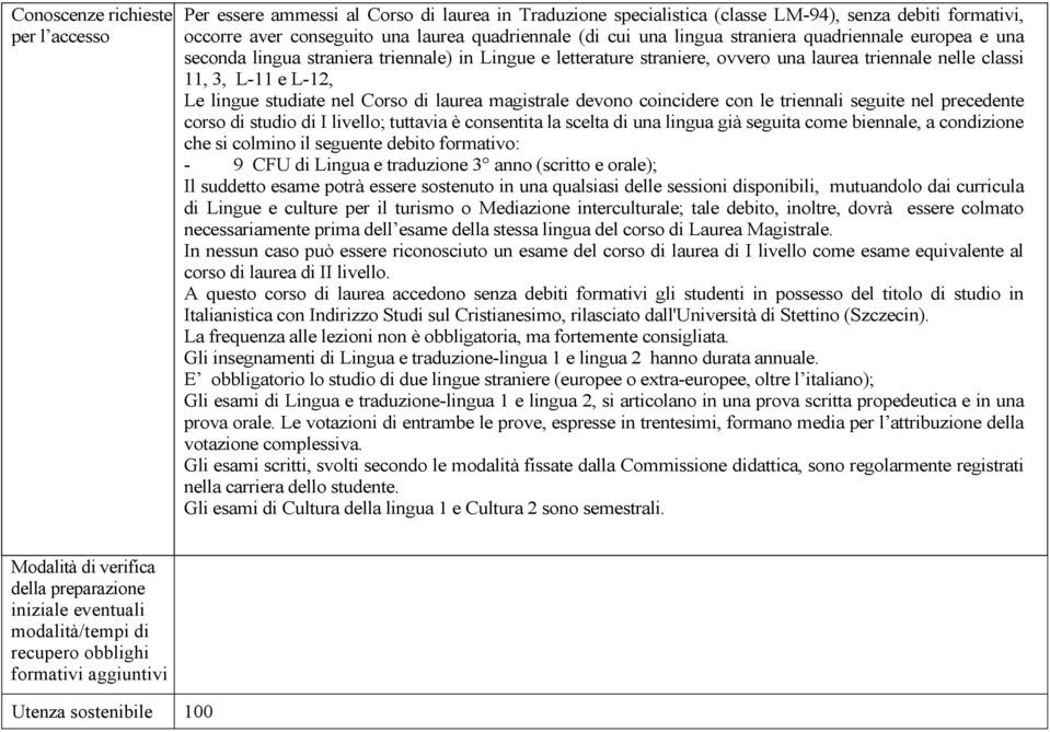 nel Corso di laurea magistrale devono coincidere con le triennali seguite nel precedente corso di studio di I livello; tuttavia è consentita la scelta di una lingua già seguita come biennale, a