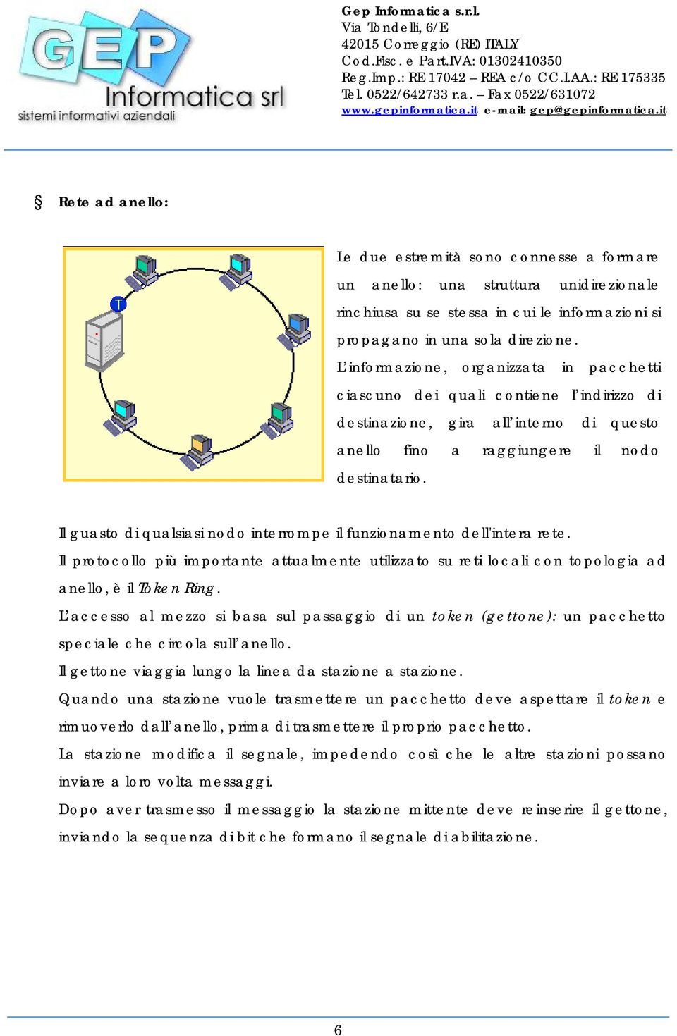 Il guasto di qualsiasi nodo interrompe il funzionamento dell'intera rete. Il protocollo più importante attualmente utilizzato su reti locali con topologia ad anello, è il Token Ring.