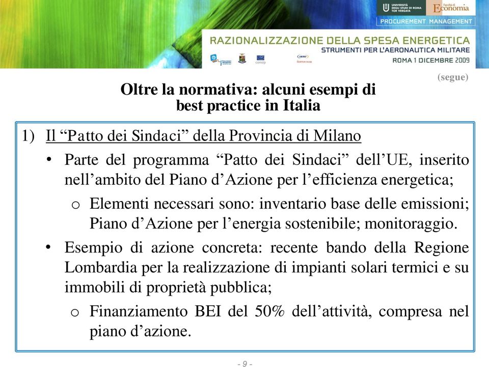 emissioni; Piano d Azione per l energia sostenibile; monitoraggio.