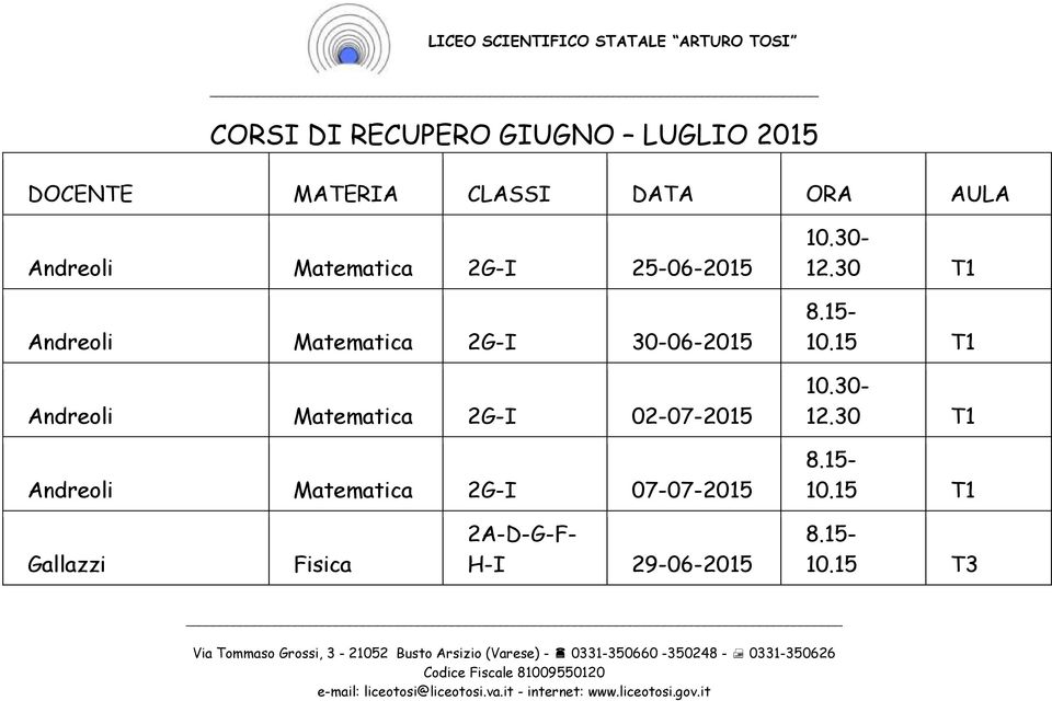 2G-I 07-07-2015 12.30 T1 10.15 T1 12.