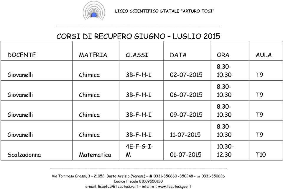 Giovanelli Chimica 3B-F-H-I 11-07-2015 10.30 T9 10.