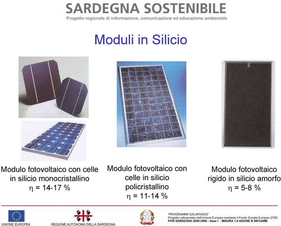 fotovoltaico con celle in silicio policristallino η