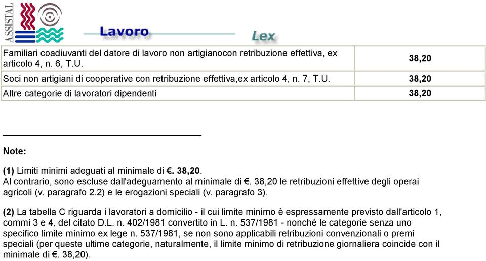 38,20 le retribuzioni effettive degli operai agricoli (v. paragrafo 2.2) e le erogazioni speciali (v. paragrafo 3).